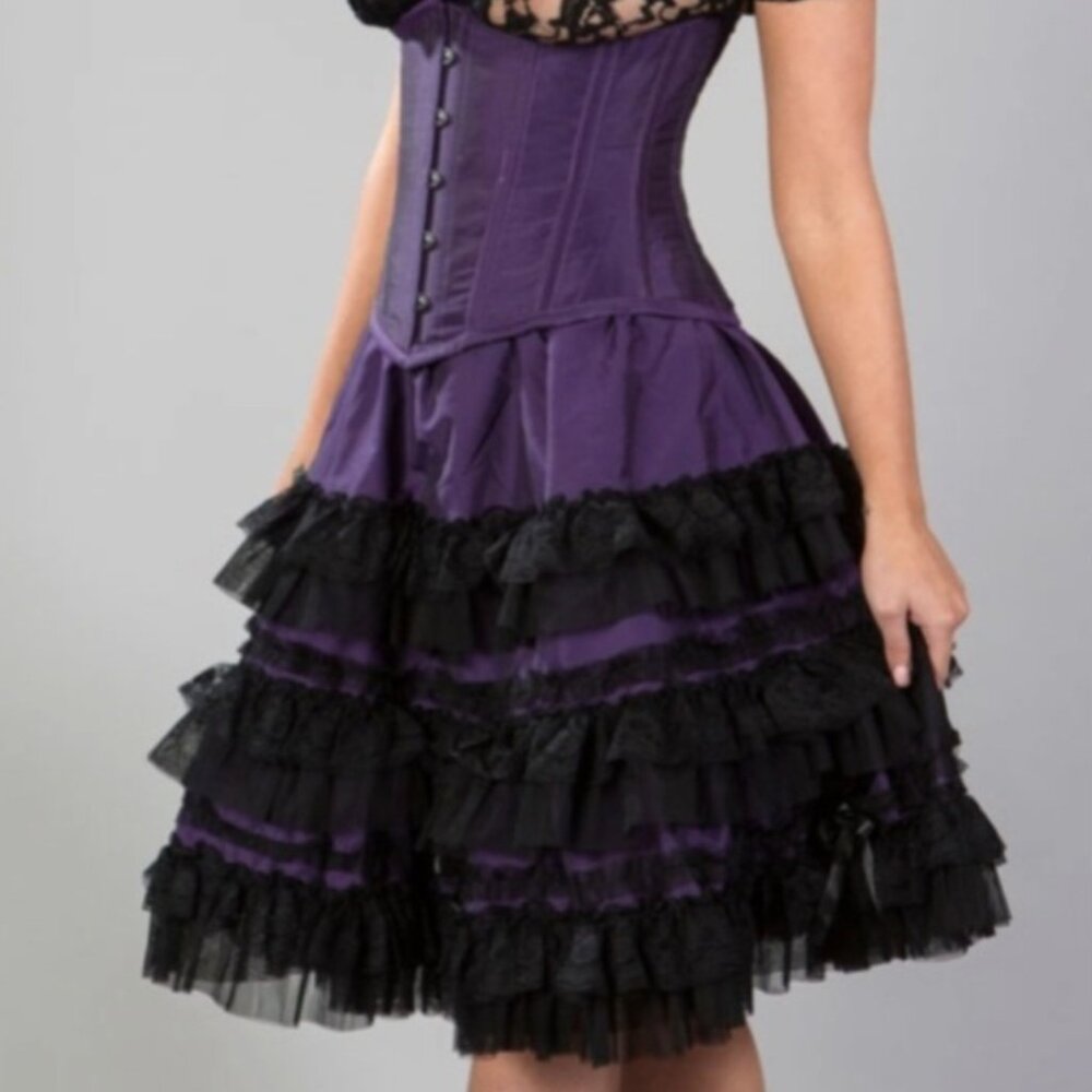 Burleska Purple Taffeta Knee Length Skirt